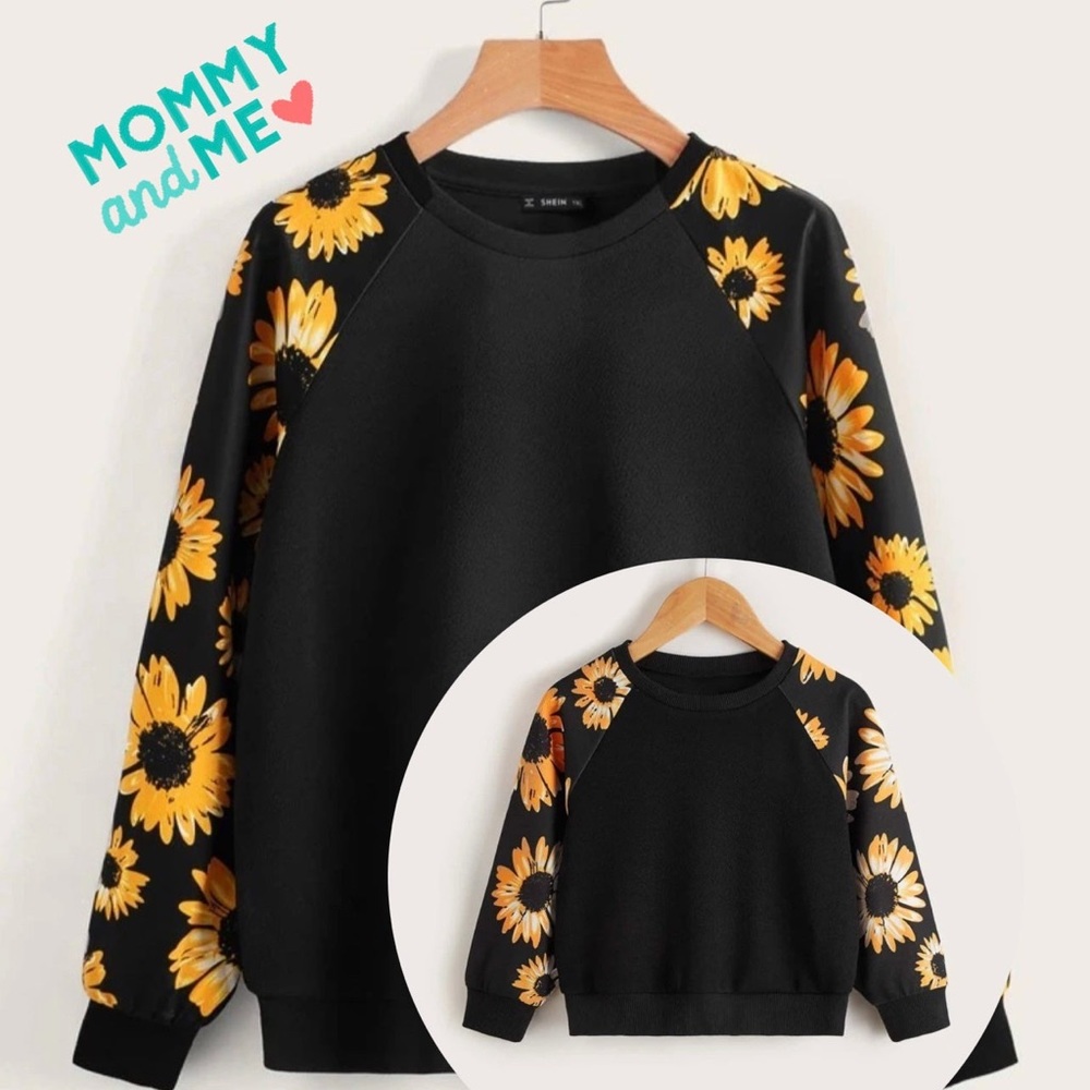 NWOT SHEIN Mommy and Me baby matching Sunflower Sweater M & 9-12M